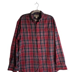 Duluth Trading Co Men's Red and Gray Plaid Shirt Size Large
